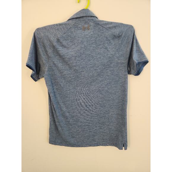 Under Armour Polo Shirt Mens Small Blue Short Sleeve Golf Athleisure Preppy - Picture 7 of 12